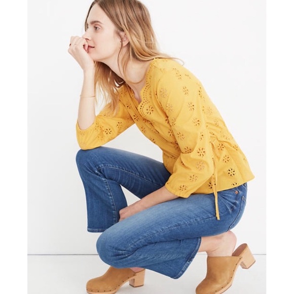 Madewell Scalloped Eyelet Wrap Top - Picture 2 of 10